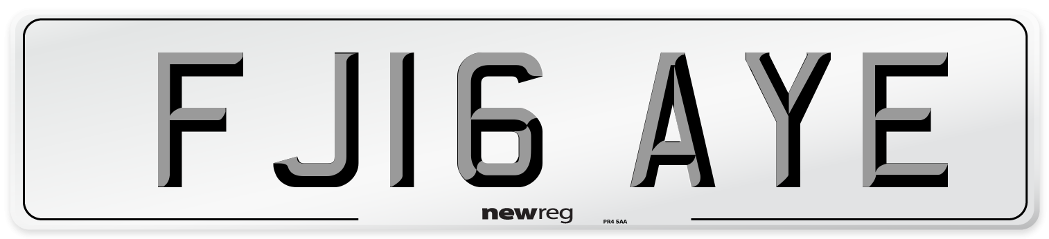 FJ16 AYE Number Plate from New Reg